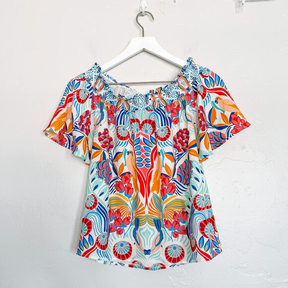 Flying Tomato Floral and Bird Off the Shoulder Top Small - Picture 3 of 5